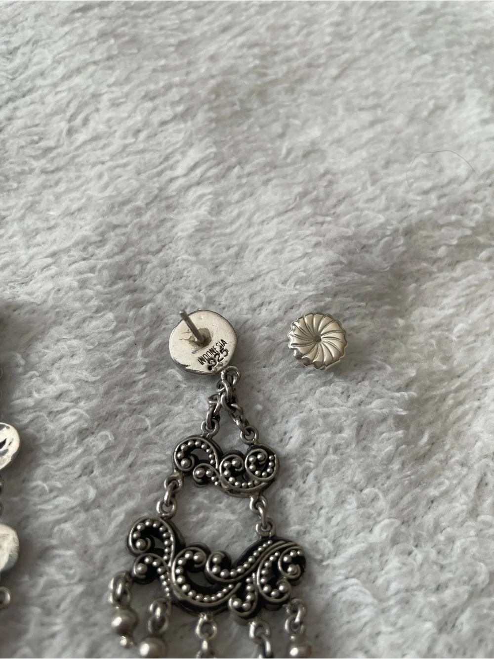 Vintage Lois Hill 925 Sterling Silver Filigree Dangle Earrings